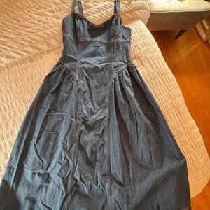 H&M Dark Blue Denim Midi Dress